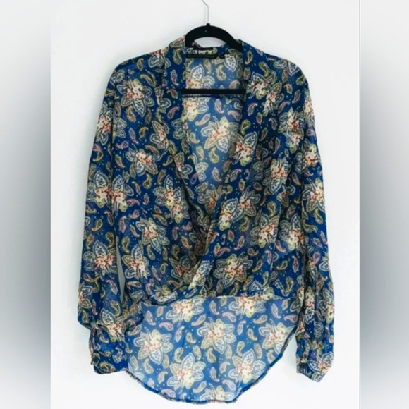 Silvian Heach Sheer Paisley Wrap Blouse – Size M | Boho Chic - Picture 1 of 6
